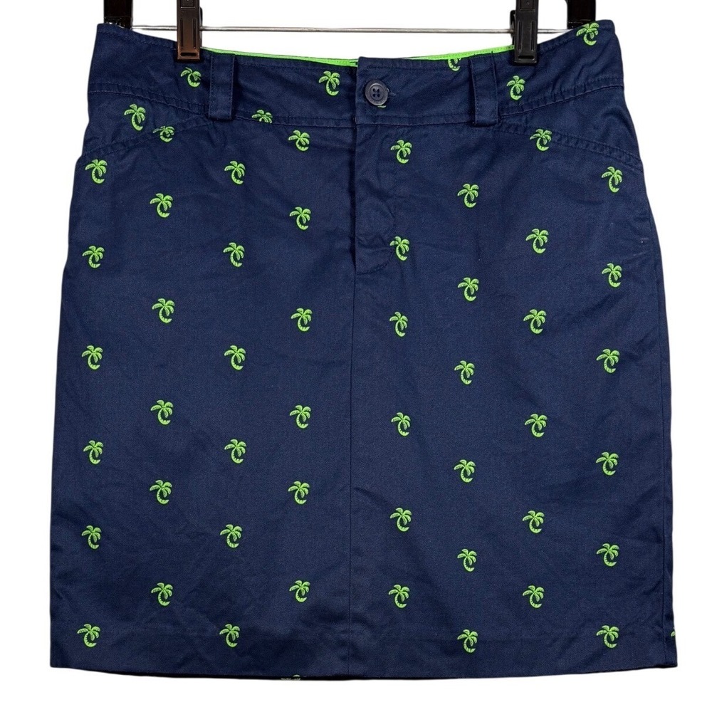LILLY PULITZER Snappy Skirt, Palm Beach Print, 100% Cotton Chino Skirt, Size 2